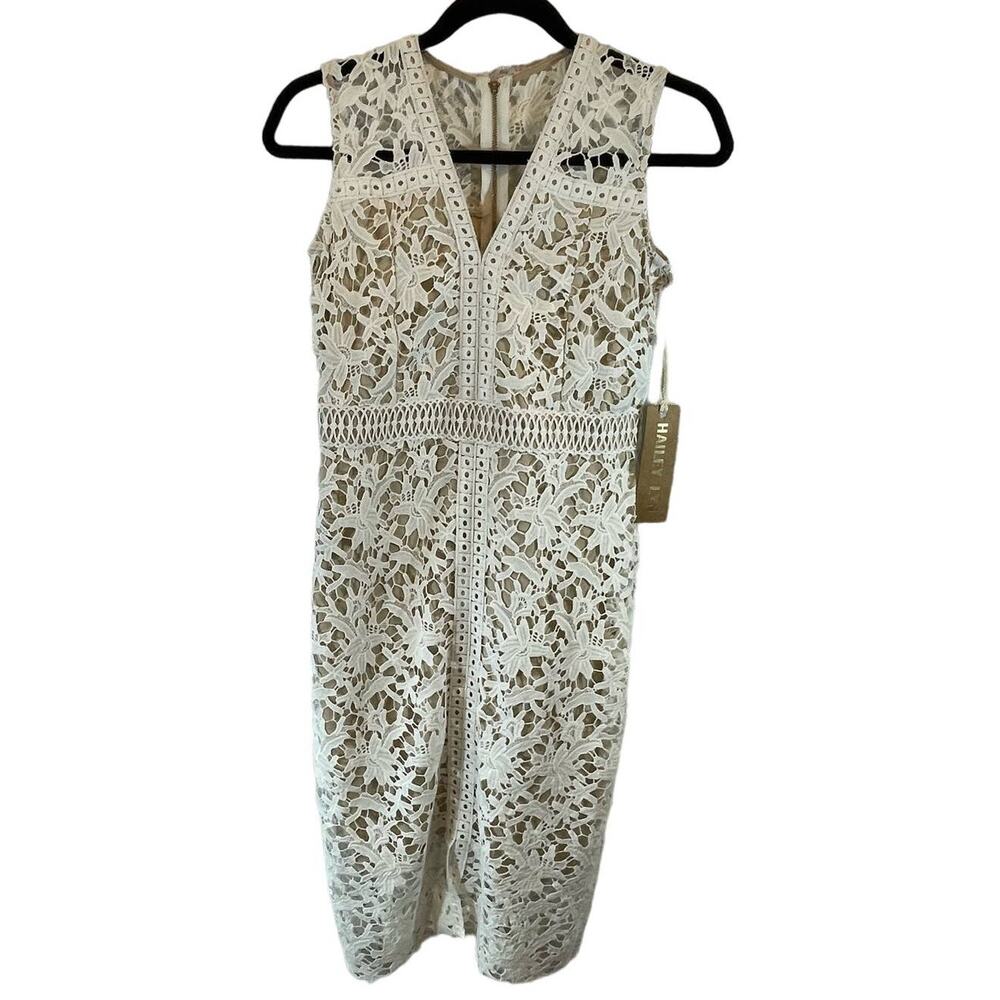 Elegant Cream Lace Midi Dress